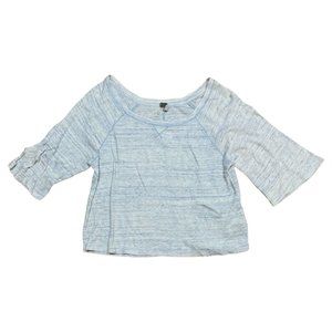Free People We The Free Oversized Waffle Knit Pullover Top Blue Casual Cotton